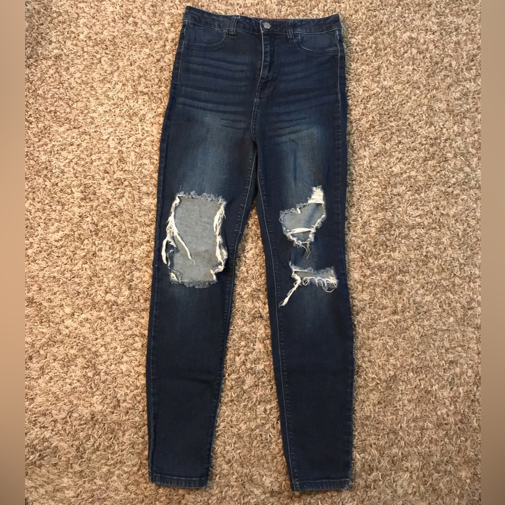 Cello distressed high rise denim skinny jeans